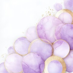 Wall Mural - Watercolor circles with gold accents create a stunning abstract design for backgrounds.