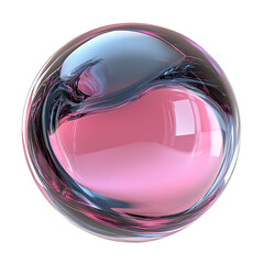 Wall Mural - a stunning glass sphere with pink inside reflects light against a black backdrop.
