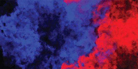 Wall Mural - Abstract fluid art background combining intense red and blue hues suggesting smoke or ethereal energy with dark backdrop
