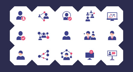 Wall Mural - modern business icons: networking, communication, analytics, and teamwork set