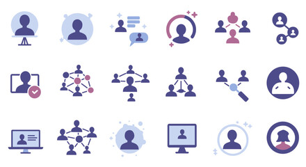 Wall Mural - flat design user connection icons for networking and communication