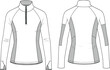 © kulsum creatives - Women’s athletic zip pullover, long sleeve sports top vector, high neck activewear CAD, fitted workout shirt template, technical fashion flat illustration