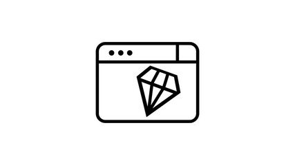 Glowing neon line certificate of achievement diamond icon isolated on white background.