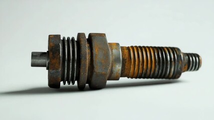 Wall Mural - This video captures an intricate close-up of a rusty bolt with rich textures. Ideal for industrial themes or product demonstrations. Explore its details in your projects. Generative AI
