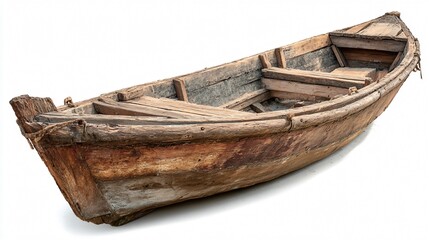  Classic Wooden Boat Isolated on White Background - Nautical Vintage Watercraft Illustration