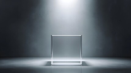 Wall Mural - illuminated glass podium in a minimalist studio setting