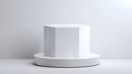 Wall Mural - Geometric podium on white background with precise lighting