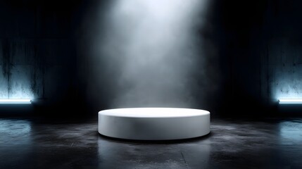 Wall Mural - White round podium with futuristic lighting