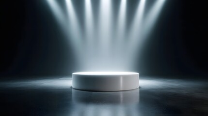Wall Mural - Futuristic podium with dramatic lighting