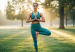 © PRASANNAPIX - young indian woman doing yoga at park