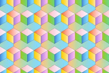 Wall Mural - isometric pastel cube pattern with geometric illusion effect on soft gradient background, colorful a