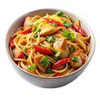 © designboundary - Delicious Chicken Noodles with Red Chili on Transparent Background in a Bowl