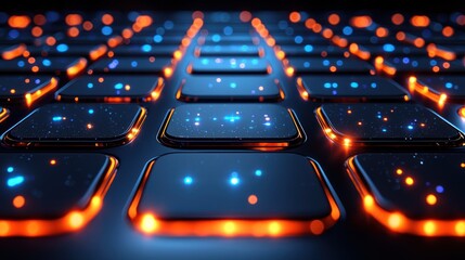 Glowing Grid Abstract technology background, digital network, data flow, future tech, website banner