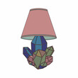 © Anita - Flat vector crystal lamp with faceted base and pink shade