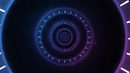 Wall Mural - abstract time tunnel: futuristic clockwork animation digital visualization.