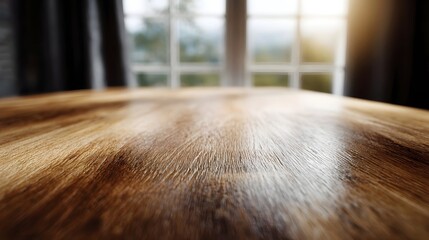 Wall Mural - smooth wooden tabletop with bright sharp lighting
