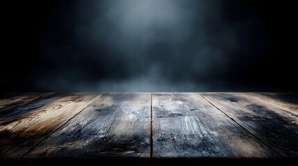 Wall Mural - empty wood surface with dramatic lighting and focus