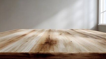 Wall Mural - empty light wood table in bright interior