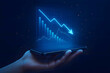 © Technology Mafia - Hand holding smartphone displaying downward trending blue financial graph