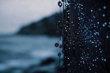 Wall Mural - abstract close-up of a circuit board with glowing elements, suggesting technological advancement and