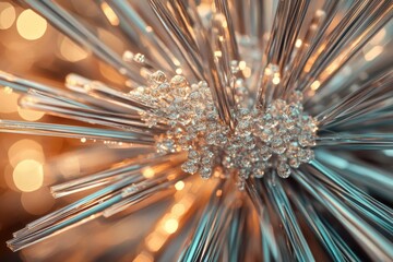 Wall Mural - close-up of a crystal structure with radiating rods and spherical nodes, creating a dazzling display