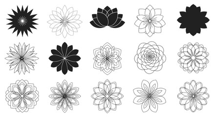 Wall Mural - Elegant floral design elements in black and white, perfect for modern branding and decor