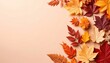 © SUPERARTMAN - Autumn leaves arrangement nature scene decorative content warm environment aesthetic view seasonal concept for home decor