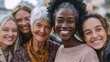 © Johannes - group of multigenerational people having fun together  multiracial friends of different ages smiling outdoor  main focus on african curvy girl face no logos no brands ar 169