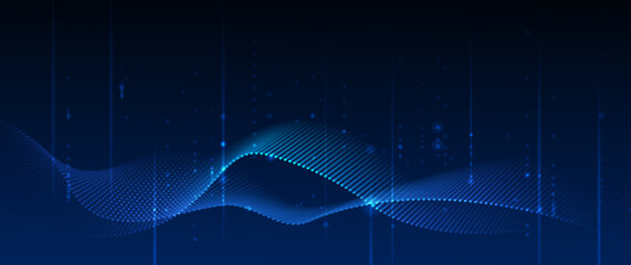 Wall Mural - vector abstract dynamic, wave - flow mesh particles. illustration futuristic, network technology bac