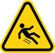 © blackdesign90 - Slippery floor sign isolated on white background, a warning symbol indicating a hazard due to wet or slick surfaces, cautioning against potential falls and injuries