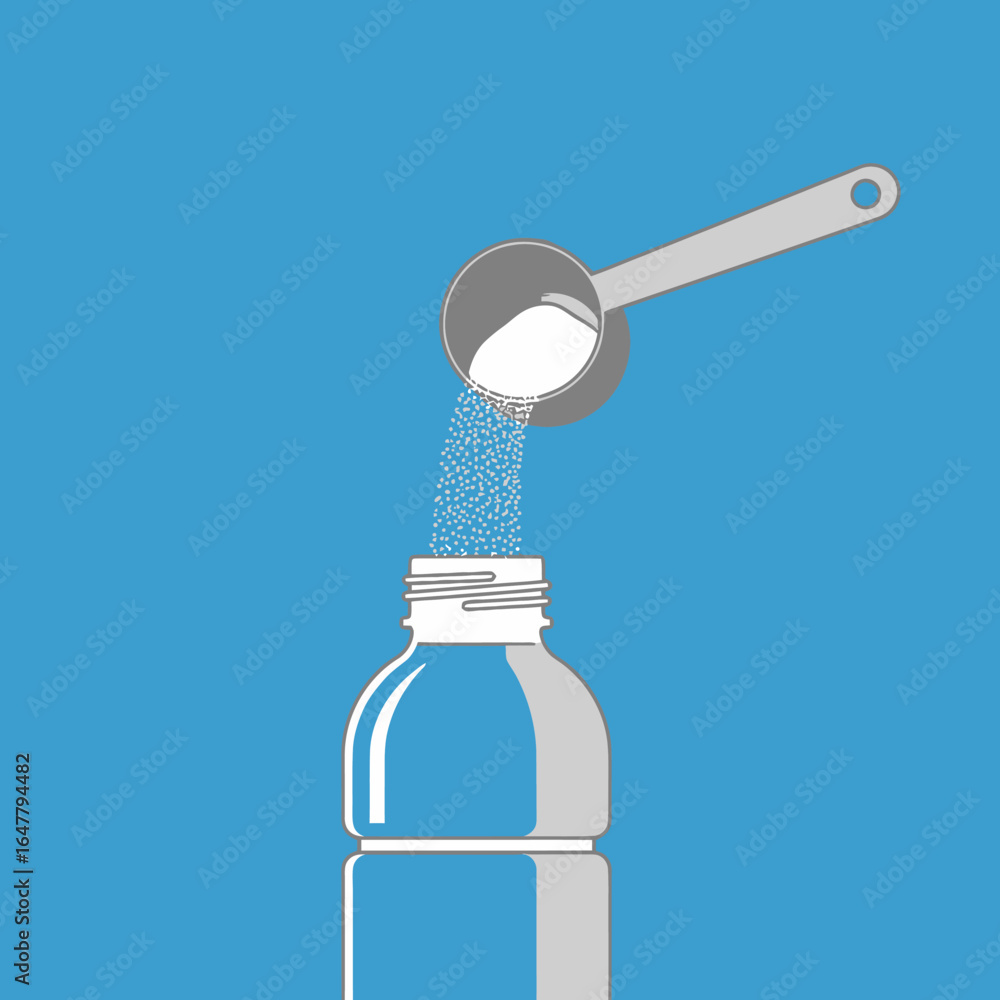 Adding Powder to a Bottle, Illustrative Visual Depiction of ...