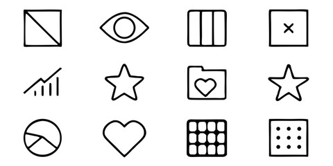 A comprehensive set of essential user interface icons isolated on white background, perfect for web design, app development, and creating intuitive user experiences