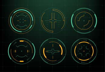 Set of diverse vector hud elements. User interface concept for game design. Futuristic display graphic collection.