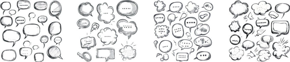 On a white isolated background, a modern illustration of a speech bubble is depicted in a one line drawing