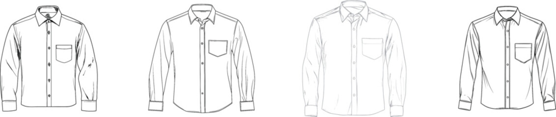 A white isolated background provides the setting for a minimalist one line drawing of a shirt