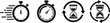 © PixelsWorld - Stopwatch vector icons, hourglass symbols, timer design, countdown graphics, speed concept, time passing, clock silhouette, urgency sign, deadline icon, fast