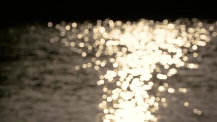 Abstract bokeh background of water surface with light reflections at the night