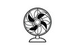 © eisan - A black and white image of a simple oscillating desktop electric fan silhouette