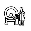 © Roman - Line icon doctor at CT scanner vector on white backgroundVector line icon on white background
