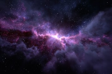 Wall Mural - vibrant purple nebula illuminating the cosmos with bright colors in deep space