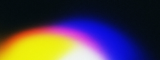 Wall Mural - orange white blue yellow and black glowing color gradient wave on noise texture effect abstract grai