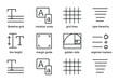 © GRACE - Typography Grid Icons. Outline icon set of typography grid systems: baseline grid, modular scale, grid lines,
