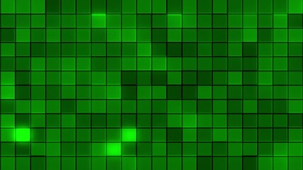Wall Mural - abstract green glowing digital grid tiles pattern animation background