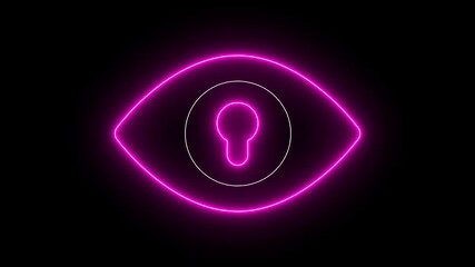 Glowing neon line man eye icon with privacy lock concept. Cyber security concept, cybersecurity, secure access to user's personal information for lock and security system.