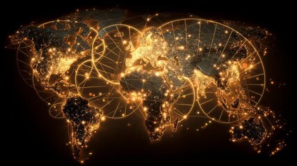 Wall Mural - a globe with a network of lights on it. the globe is lit up with a warm glow, giving the impression 