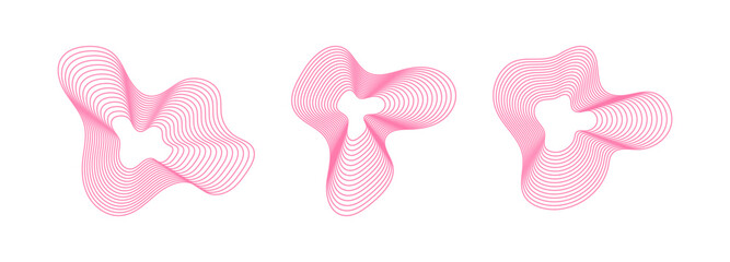 Wall Mural - set of line wave fluid shapes. collection of circle geometric abstract liquid black forms ,modern fu