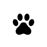 Black paw print vector illustration for animal lovers and pet care designs and graphic projects needs
