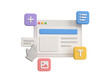 © Md Arif Babu - 3d illustration of a digital interface with interactive elements like a cursor hand plus sign list image icon and text icon isolated on transparent background
