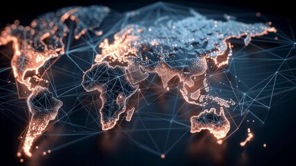 Wall Mural - a globe with a network of lines connecting it. the globe is lit up with a warm glow