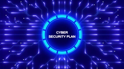 Digital cybersecurity plan displayed with circuitry and technology graphics